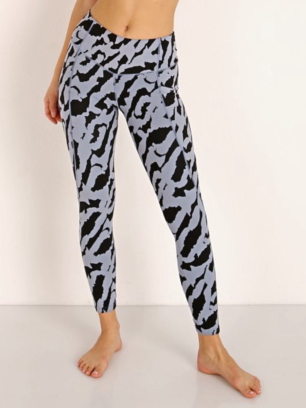Varley Laidlaw Lolux Leggings Flint Shards Blue Black 7/8 Pockets Size S